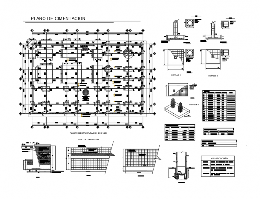 Structural drawing details of house construction with foundation plan dwg file