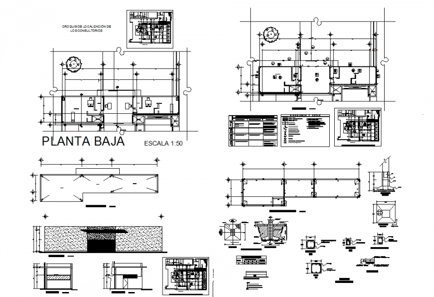 Structural drawing of office building in dwg file.
