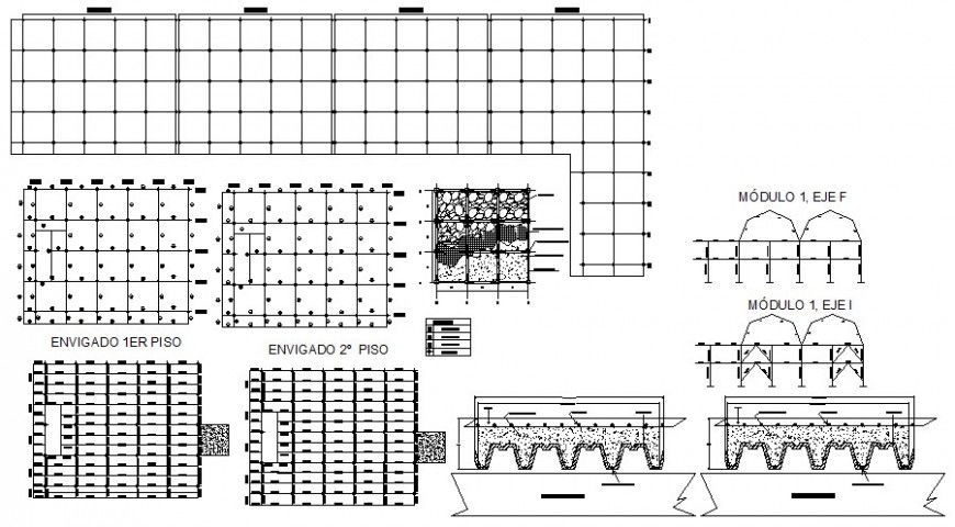 Structural drawings details of construction units dwg file