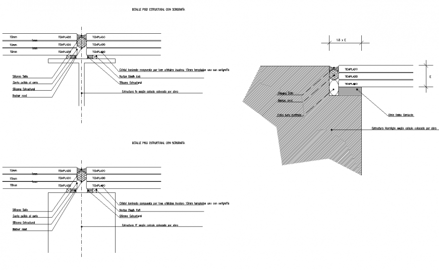 Structural glass floor section plan autocad file