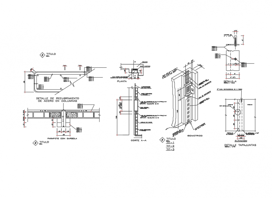 Structural joint construction details with reinforcement of column dwg file
