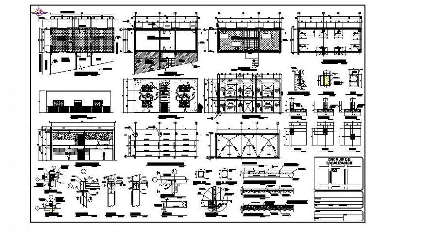 Structural plan and other construction units detail 2d view layout autocad file
