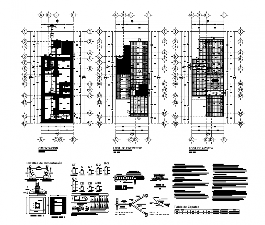 Structural plan detail 2d view layout section autocad file