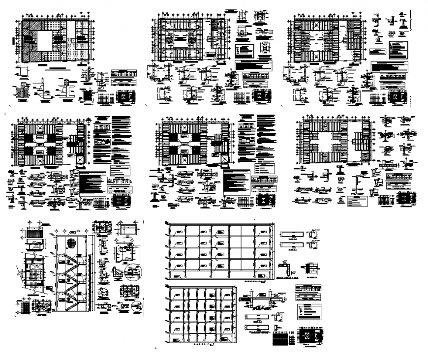 Structural plan of a housing building detail elevation 2d view dwg file