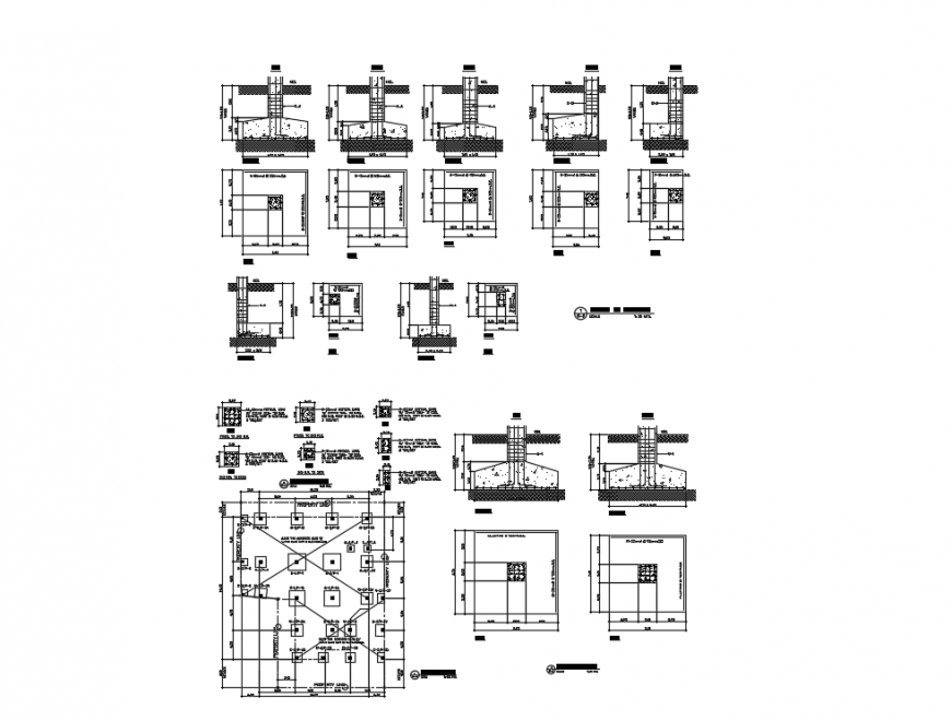 Structural plans details with column and beam construction of house dwg file