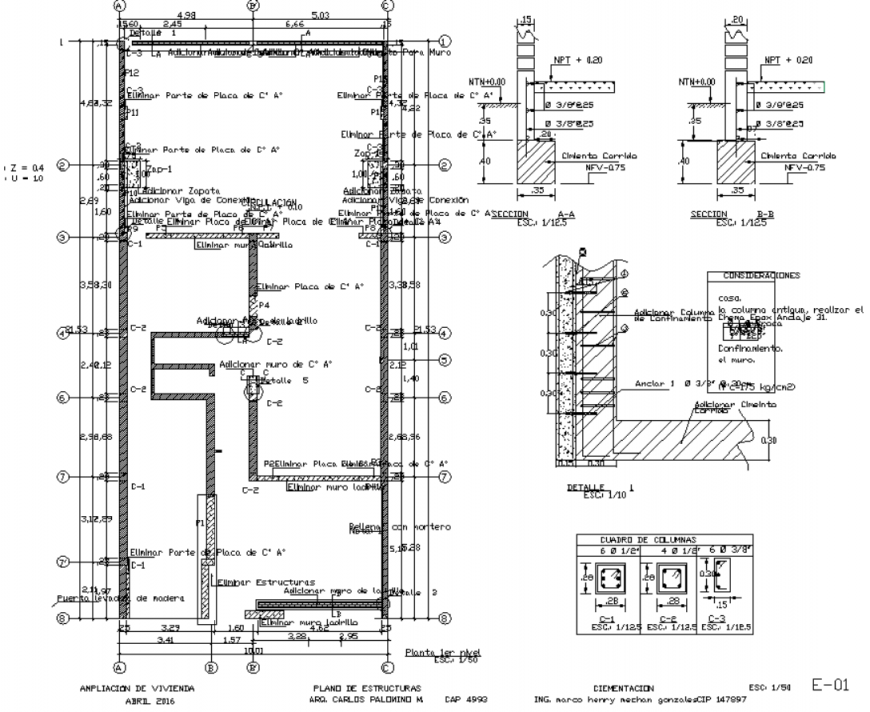 Structural reinforcement and extension housing plan detail dwg file.