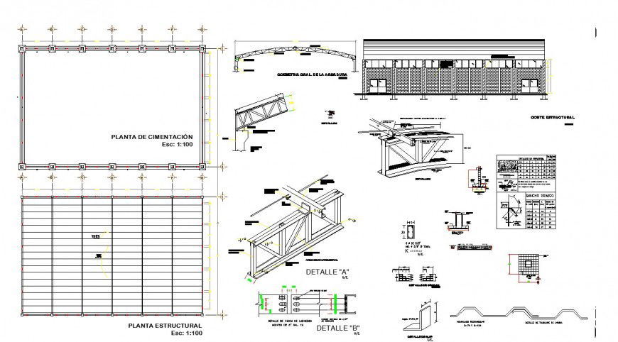 Structural roof section plan layout file