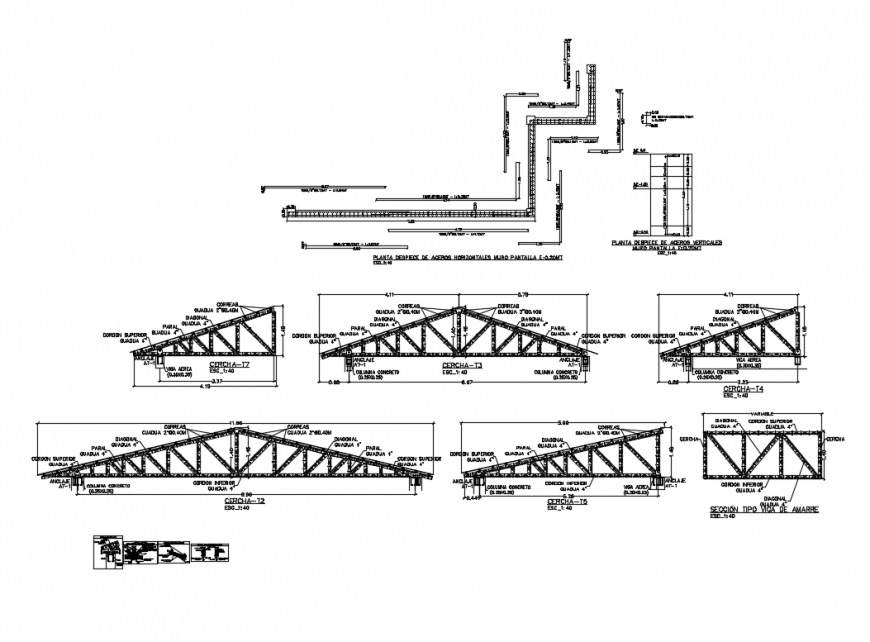 Structural roofing construction plan of house dwg file