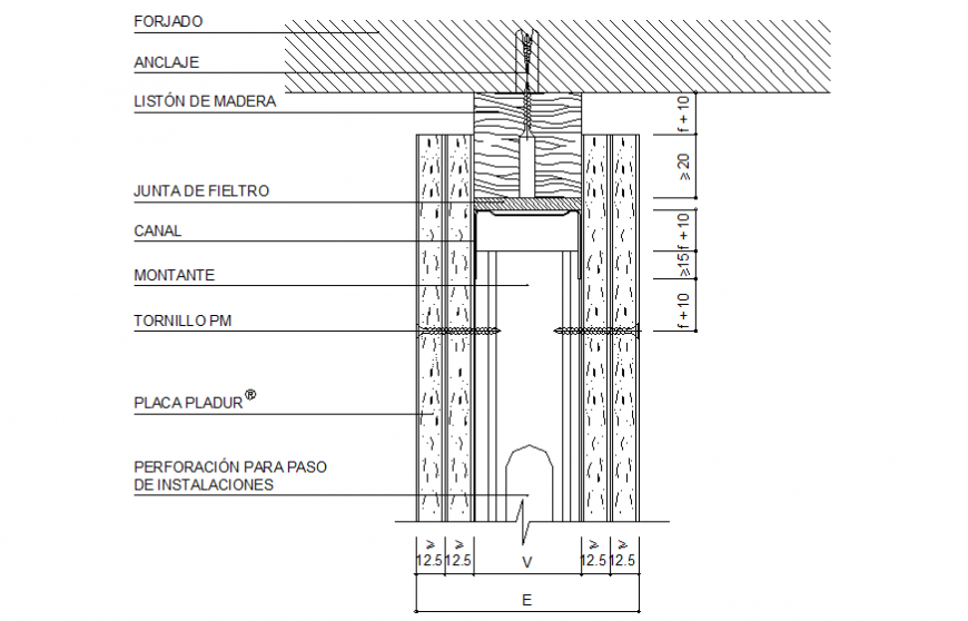 Structural wall detail drawing in dwg file.
