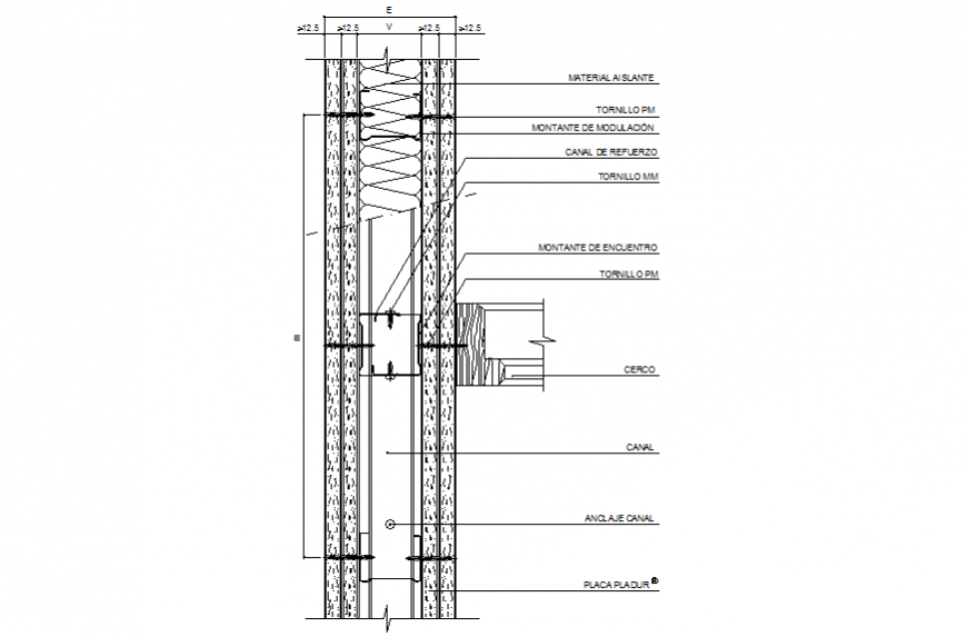 Structural wall junction detail drawing in dwg file.