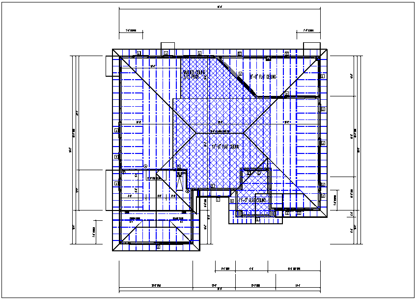 structure roof plan with foundation plan layout view in detail dwg file