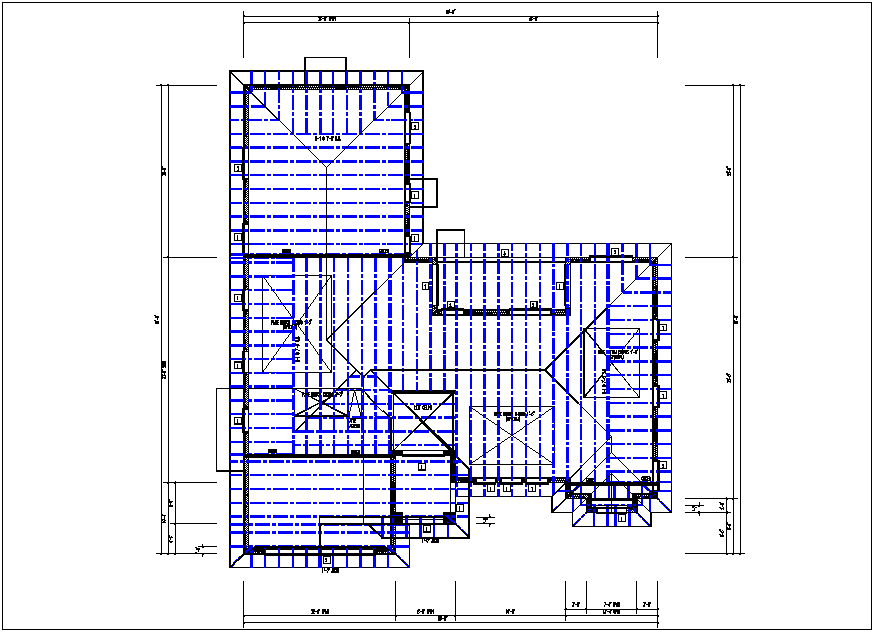 structure roof plan with foundation plan layout view in detail dwg file
