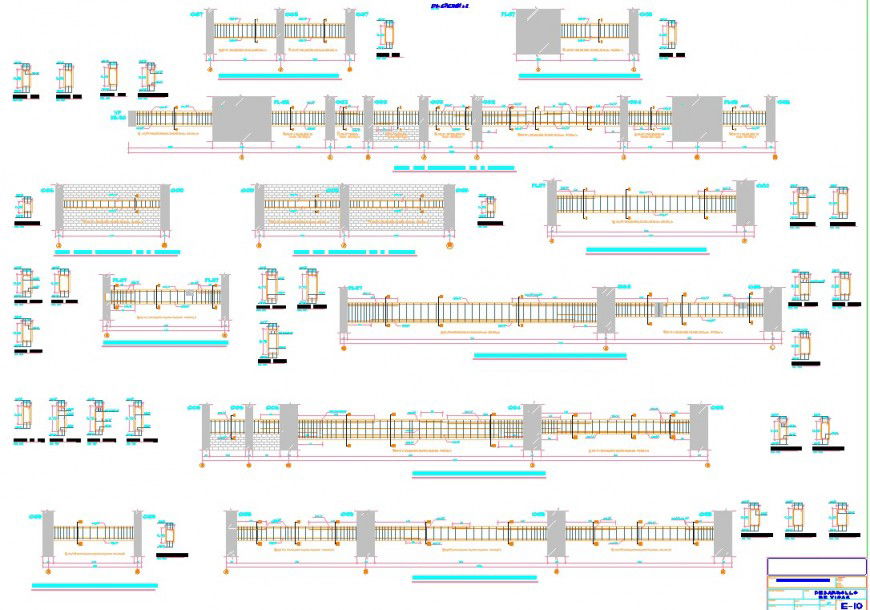 Structure and construction drawing of column and beam in dwg file.