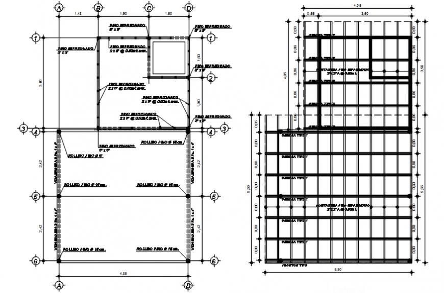 Structure and cover plan drawing details of car wash store dwg file