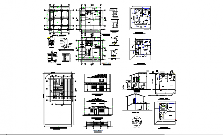 Structure and working drawing of house in dwg file.