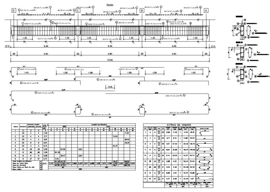 Structure detail chart drawing in dwg file.