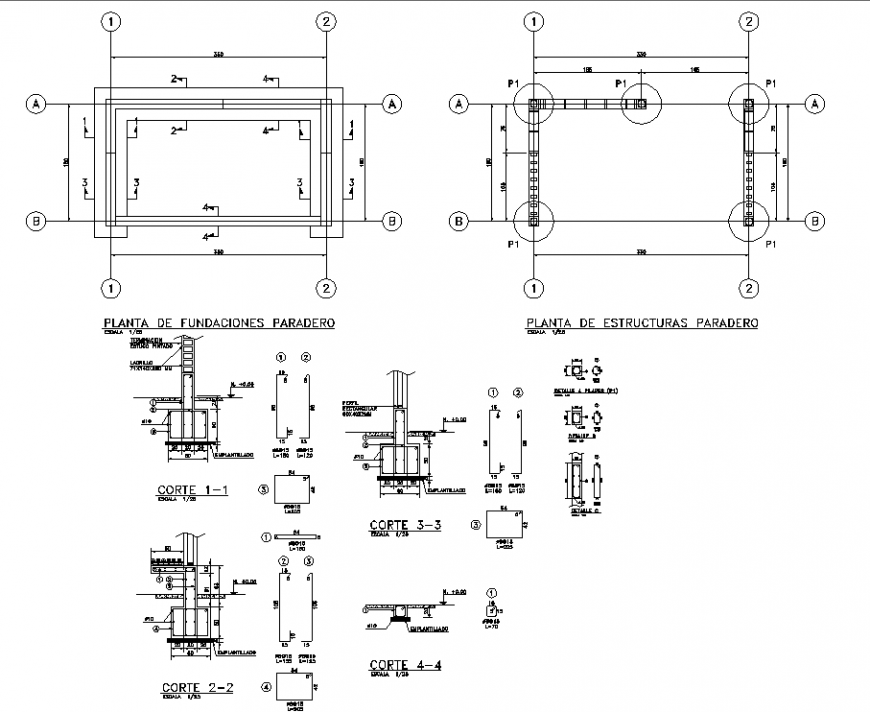 Structure detail drawing of water tank in dwg file.