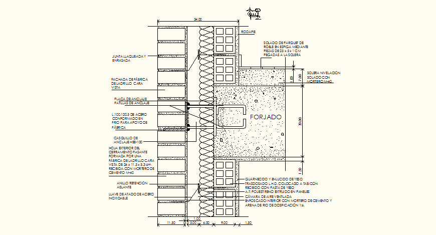 Structure detail elevation and plan dwg file
