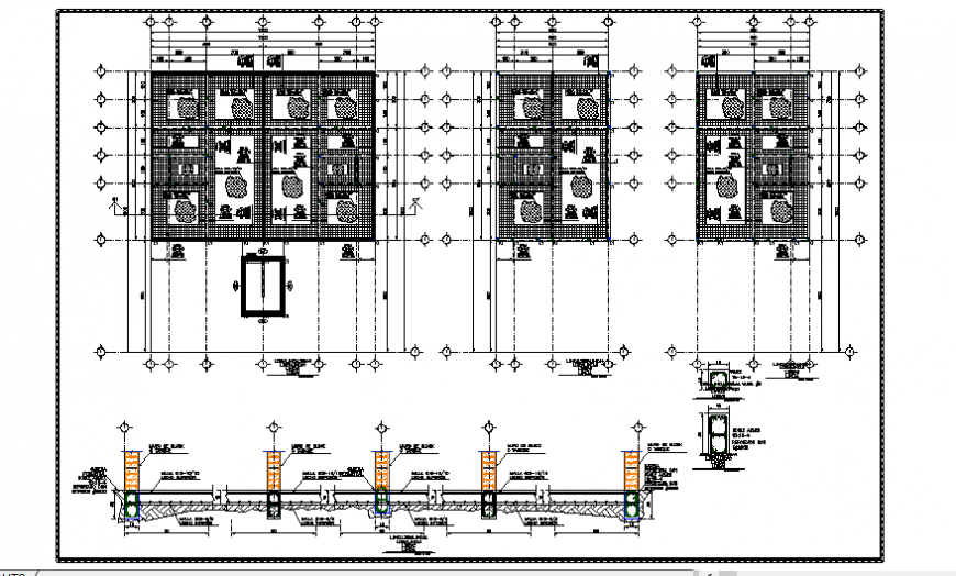 Structure detail of Duplex residential house design drawing