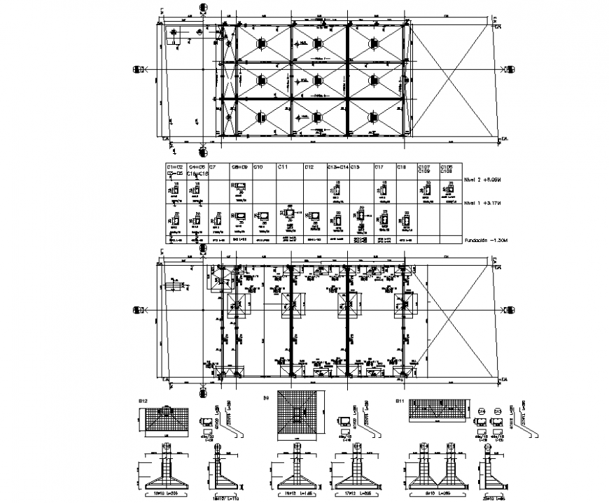 Structure details of building in dwg file.
