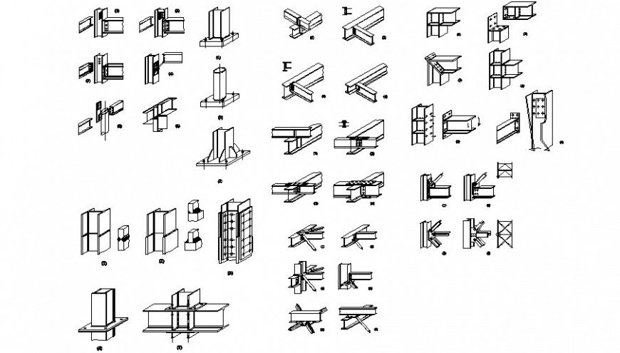 Structure details of connection and column details dwg file