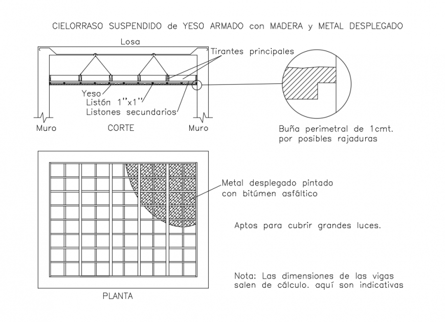 Structure details of different building ceilings dwg file
