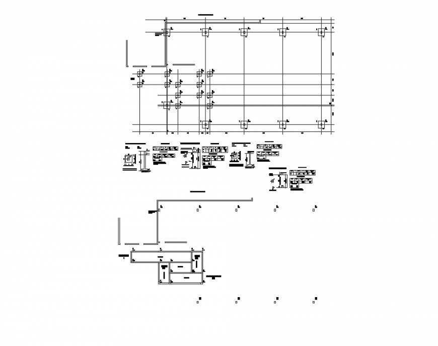 Structure details of one family house with foundation plan dwg file