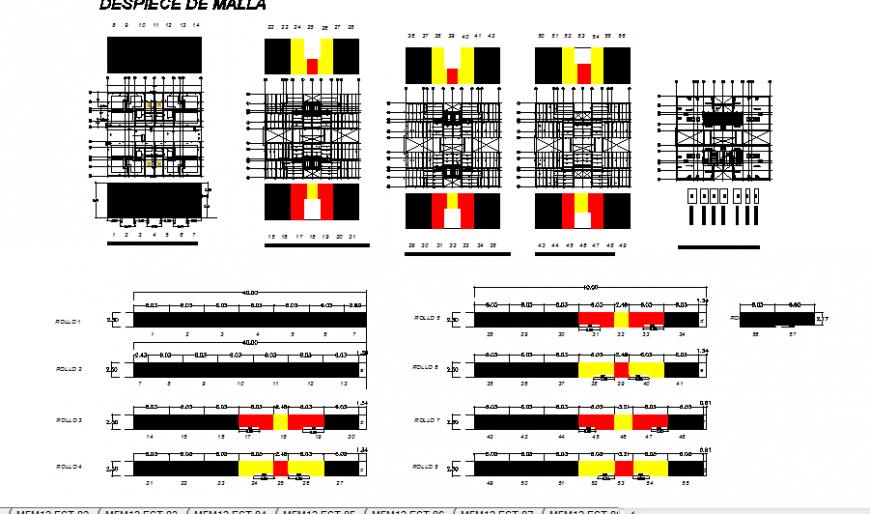 Structure drawing of apartment in dwg file.