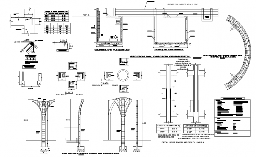 Structure drawing of building with column arches in dwg file.