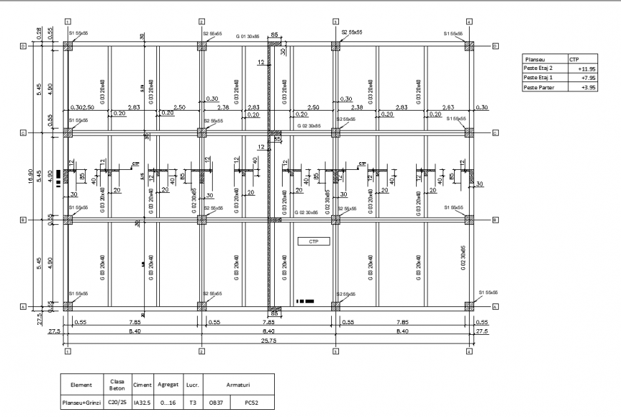Structure drawing of corporate building in dwg file.