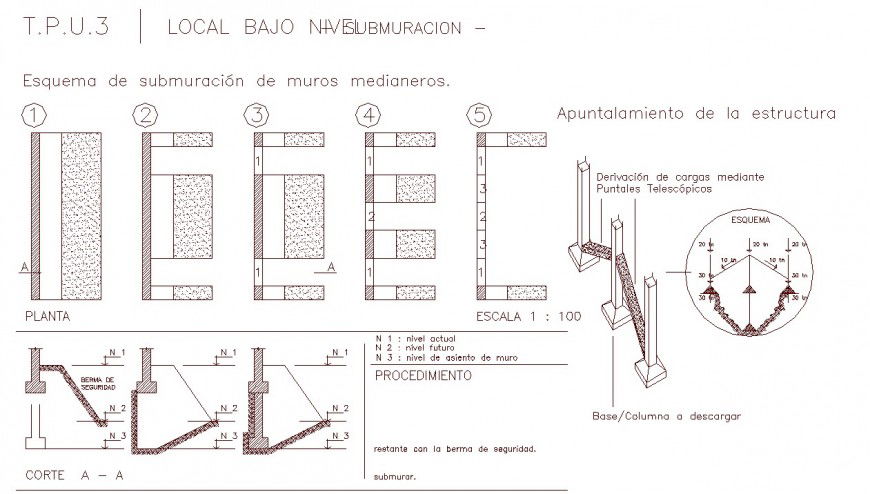 Structure drawing of walls in dwg file.