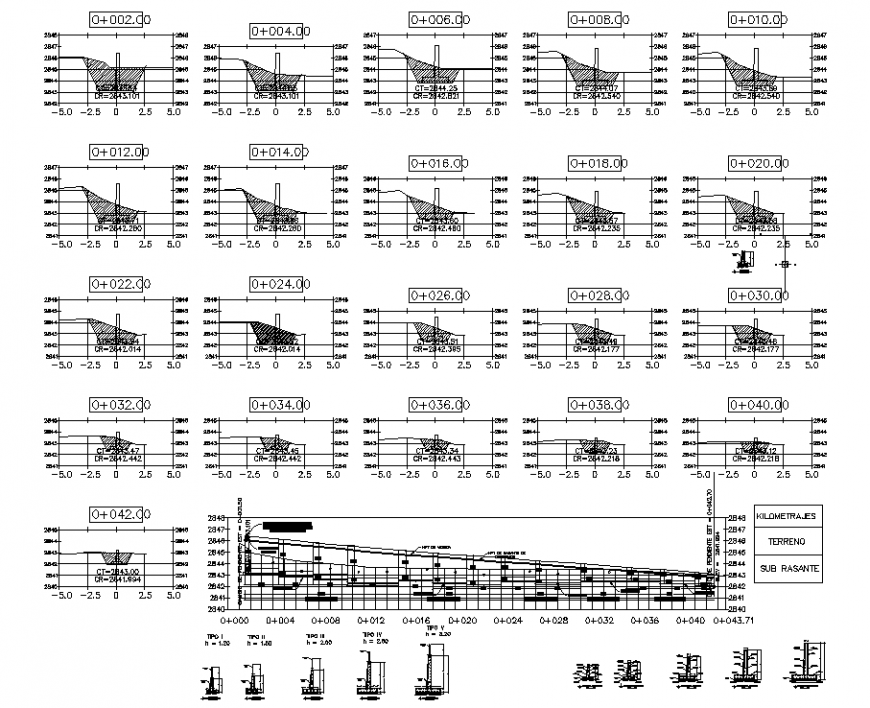Structure drawing with contour graph in dwg file.