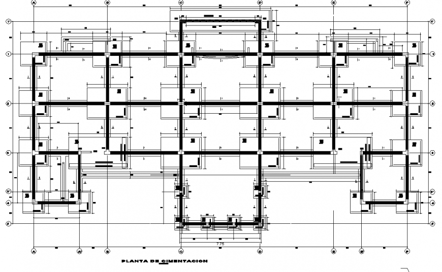 Structure foundation plan of villa in dwg file.