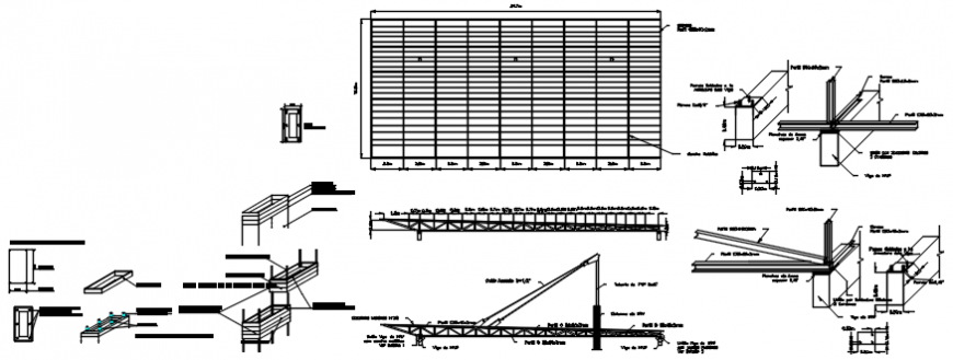 Structure of cover with frame and detail in auto cad file