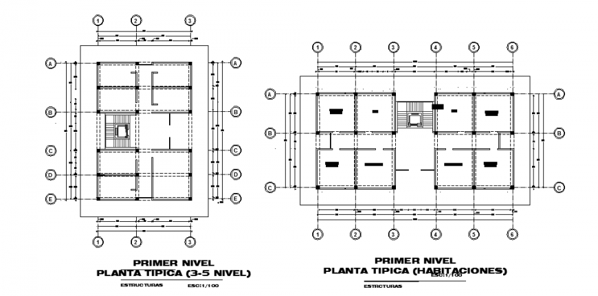 Structure plan layout design of university residency design drawing
