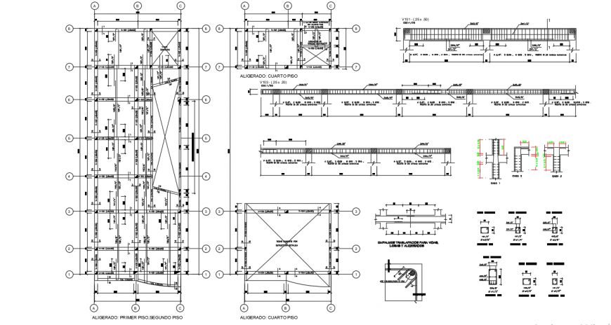 Structure plan with column and beam for education building dwg file