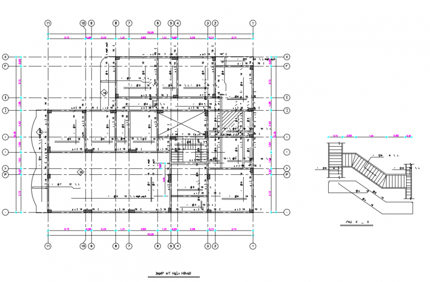 Structure plan with stair detail building lay-out