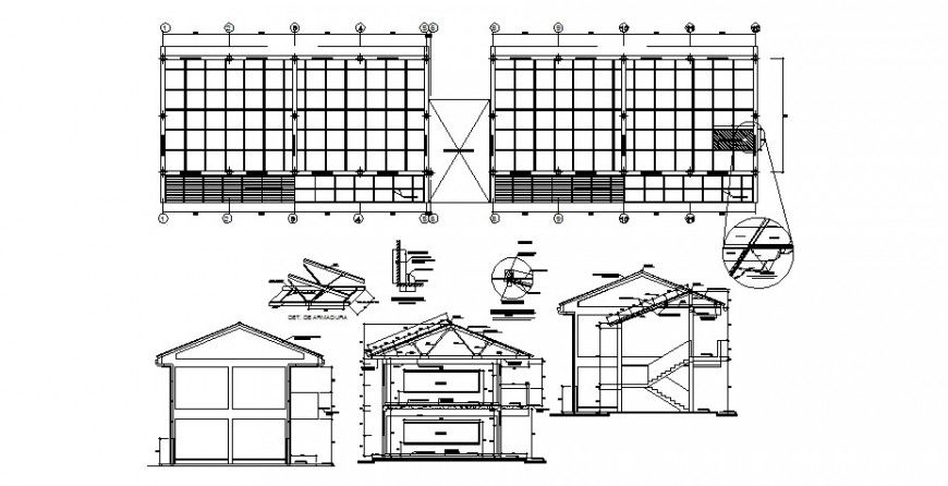 Structure view of plan and elevation with detail in AutoCAD