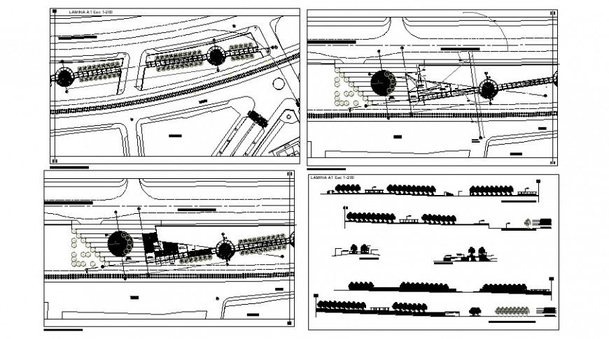 Structure view of floor plan and elevation of mall in auto cad