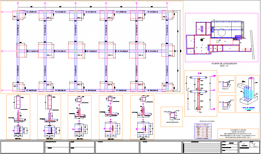 Structure working drawing of building in dwg file.