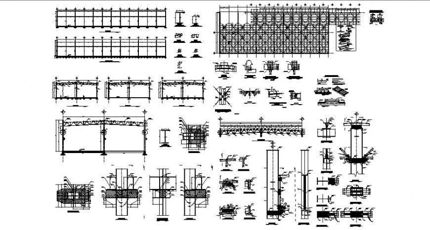 Struts and truss details 2d view drawing layout autocad file
