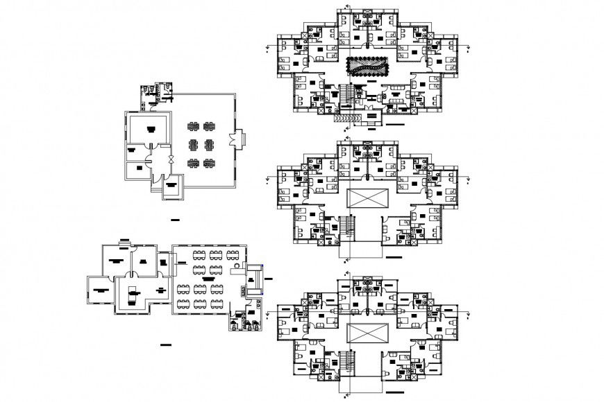Student hostel floor distribution layout cad drawing details dwg file