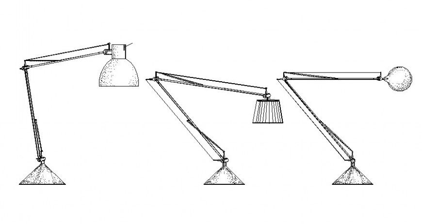 Study table lamp details 2d drawing in autocad