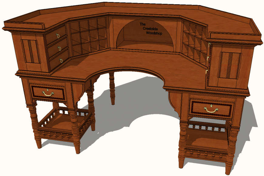 Study table plan with detail dwg file.