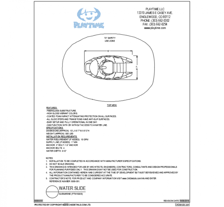 Sub marine water vehicle play equipment cad block design dwg file