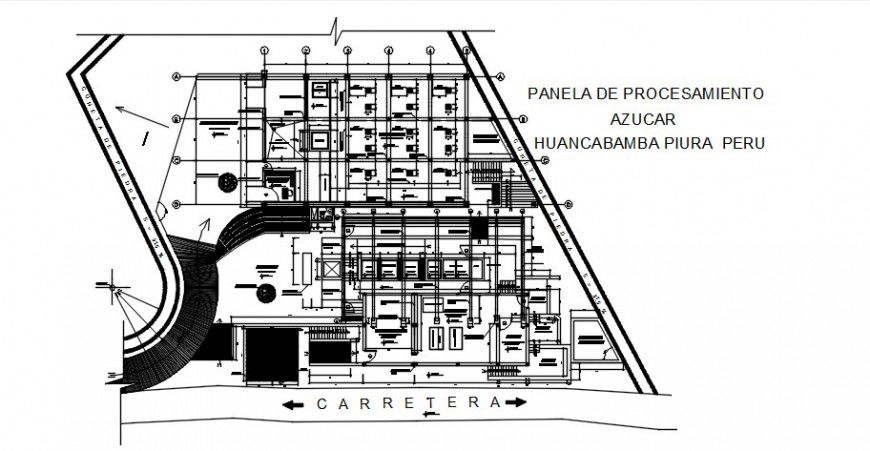 Sugar processing plant distribution plan cad drawing details dwg file