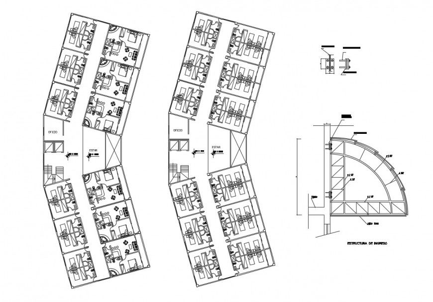 Suit of hotel room in auto cad file