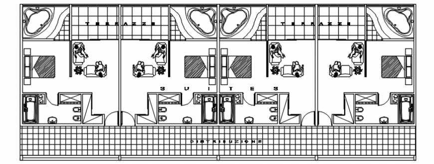 Suit room area of hotel in AutoCAD file