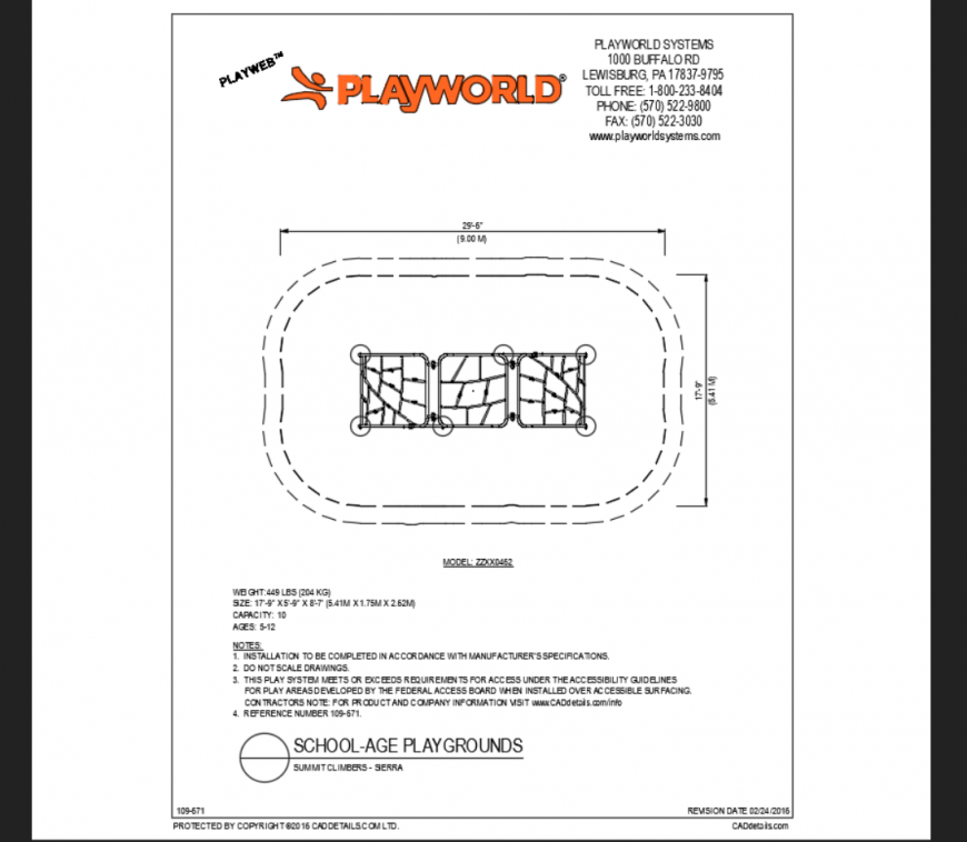 Summit climber serra top view model design of play equipment dwg file