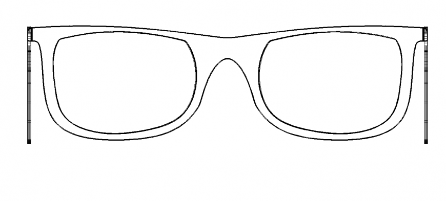 Sun glasses drawing in dwg AutoCAD file.